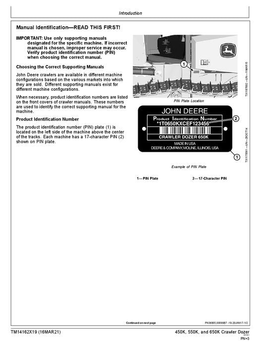 JOHN DEERE 450K 550K 650K CRAWLER DOZER BETRIEB TEST SERVICEHANDBUCH