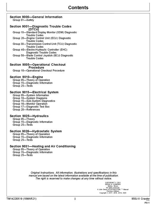 JOHN DEERE 850J-II CRAWLER DOZER OPERATION TEST SERVICE MANUAL #2