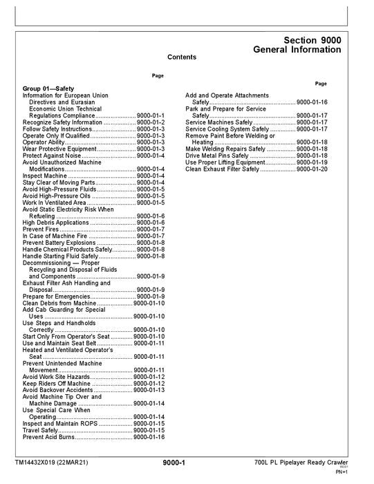 JOHN DEERE 700L PL CRAWLER DOZER OPERATION TEST SERVICE MANUAL