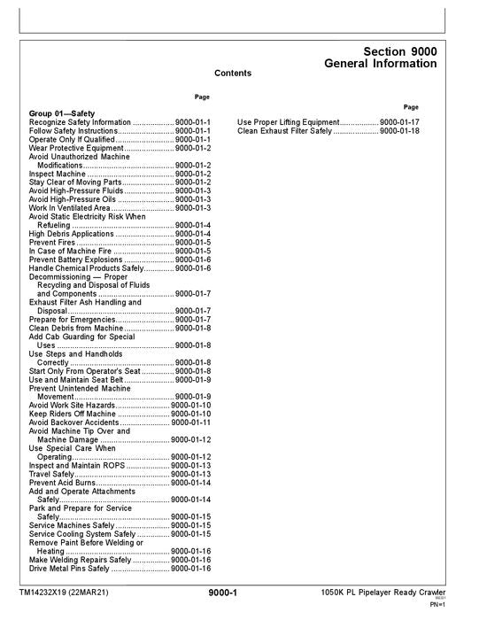 JOHN DEERE 1050K PL CRAWLER DOZER OPERATION TEST SERVICE MANUAL #2