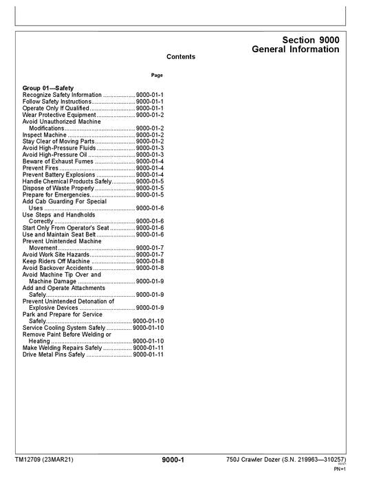 JOHN DEERE 750J Raupen-Planierraupen-Betriebstest-Servicehandbuch Nr. 2