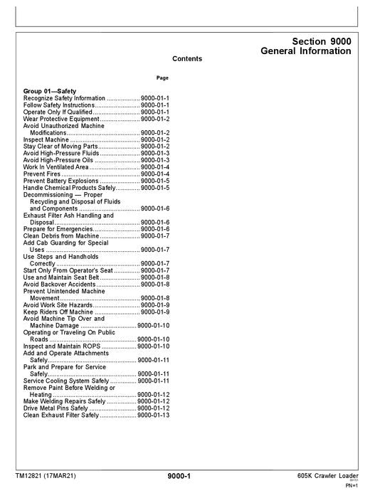 JOHN DEERE 605K CRAWLER LOADER OPERATION TEST SERVICE MANUAL