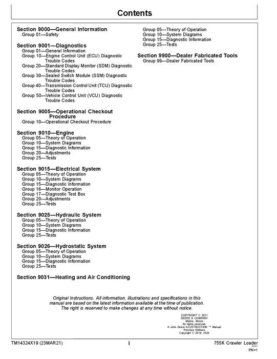 JOHN DEERE 755K CRAWLER LOADER OPERATION TEST SERVICE MANUAL F339207—