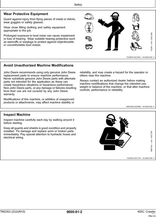 JOHN DEERE 605C CRAWLER OPERATION TEST SERVICE TECHNICAL MANUAL TM2353