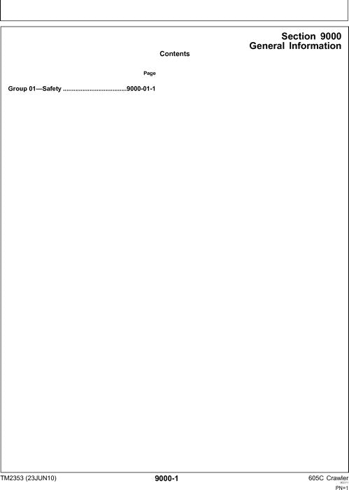 JOHN DEERE 605C CRAWLER OPERATION TEST SERVICE TECHNICAL MANUAL TM2353