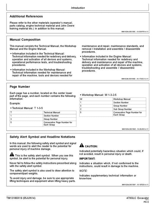 MANUEL D'ENTRETIEN ET D'ESSAI DE FONCTIONNEMENT DE L'EXCAVATRICE JOHN DEERE 470GLC 1FF470GX_ _C047001-