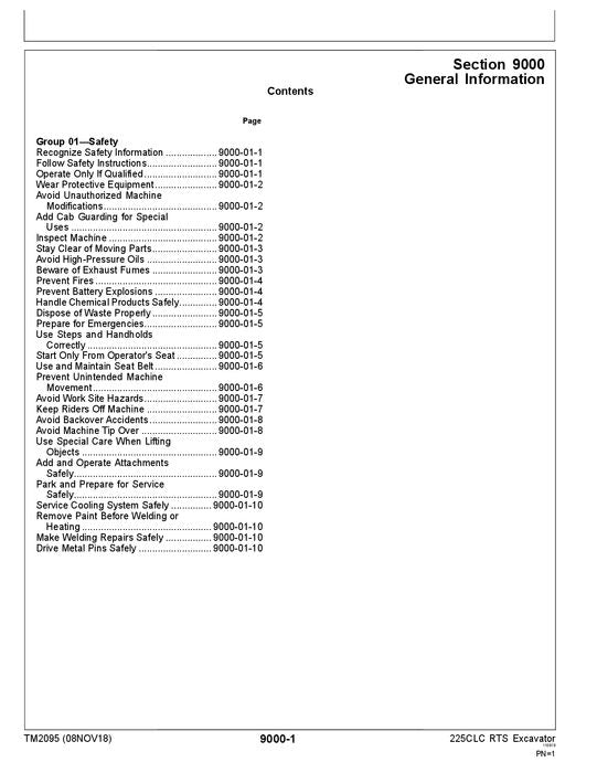 JOHN DEERE 225CLC RTS EXCAVATOR OPERATION TEST SERVICE MANUAL