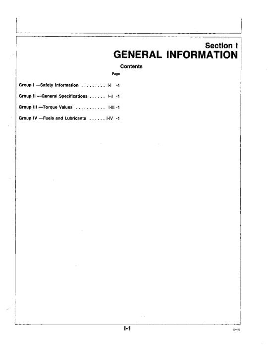 JOHN DEERE 595D EXCAVATOR OPERATION TEST SERVICE MANUAL