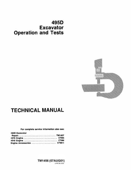 JOHN DEERE 495D EXCAVATOR OPERATION TEST SERVICE MANUAL