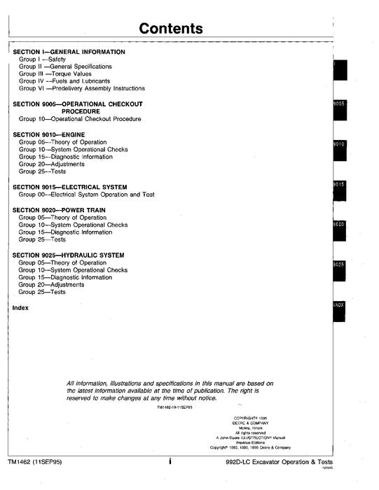 JOHN DEERE 992DLC BAGGERBETRIEBSTEST SERVICEHANDBUCH