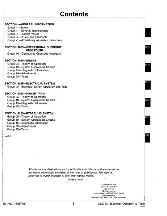 JOHN DEERE 992DLC BAGGERBETRIEBSTEST SERVICEHANDBUCH