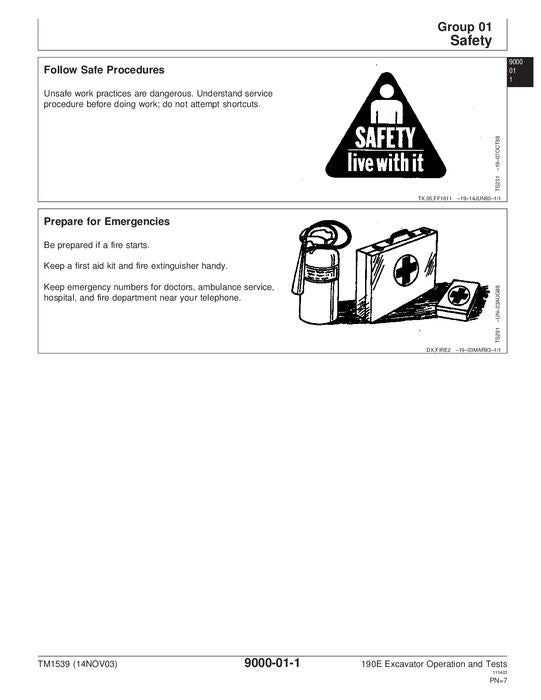 JOHN DEERE 190E EXCAVATOR OPERATION TEST SERVICE MANUAL