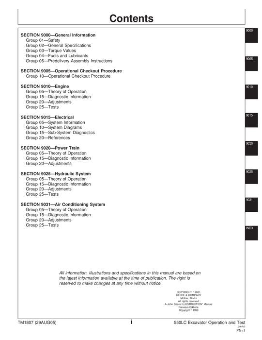 JOHN DEERE 550LC BAGGER-BETRIEBSTEST-SERVICEHANDBUCH