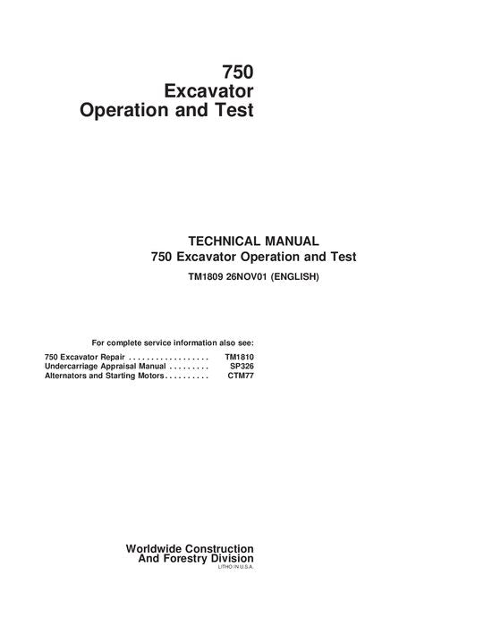 JOHN DEERE 750 BAGGER BETRIEBSTEST SERVICEHANDBUCH