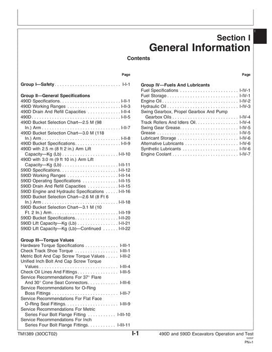 JOHN DEERE 490D 590D BAGGERBETRIEBSTEST SERVICEHANDBUCH