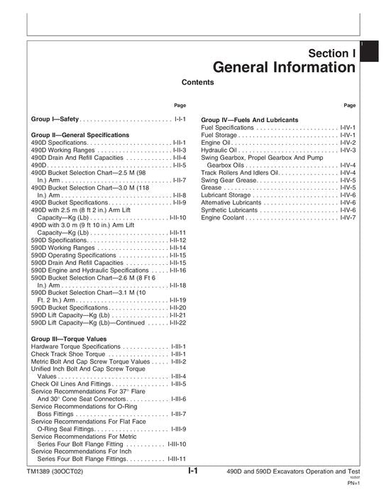 JOHN DEERE 490D 590D BAGGERBETRIEBSTEST SERVICEHANDBUCH