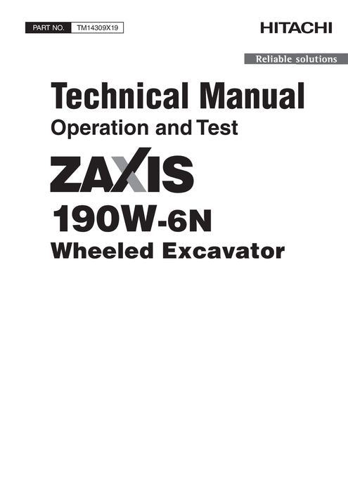 HITACHI ZAXIS190W-6N BAGGERBETRIEBSTEST SERVICEHANDBUCH