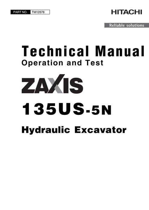 MANUEL D'ENTRETIEN ET DE TEST DE FONCTIONNEMENT DE L'EXCAVATRICE HITACHI ZAXIS135US-5N