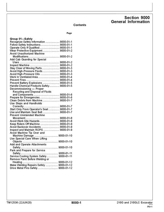 JOHN DEERE 210G 210GLC EXCAVATOR OPERATION TEST SERVICE MANUAL