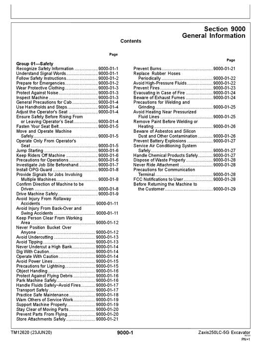 HITACHI ZAXIS250LC-5G EXCAVATOR OPERATION TEST SERVICE MANUAL 1FFDCEH1-C430001-