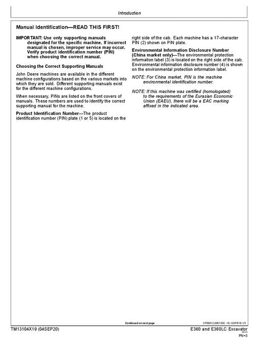 JOHN DEERE E360LC E360 EXCAVATOR OPERATION TEST SERVICE MANUAL