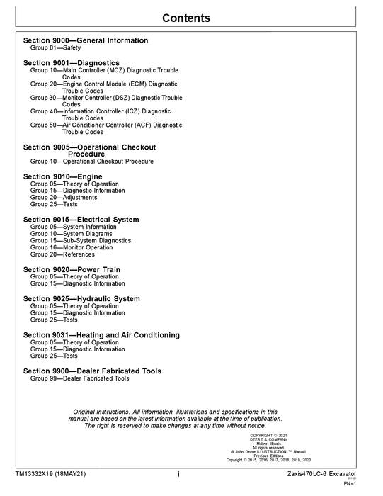 HITACHI ZAXIS470LC-6 EXCAVATOR OPERATION TEST SERVICE MANUAL