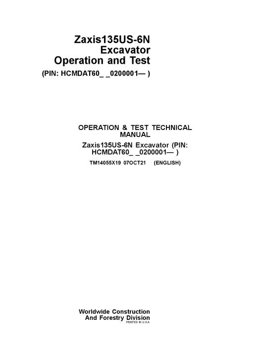 HITACHI ZAXIS135US-6N EXCAVATOR OPERATION TEST SERVICE MANUAL