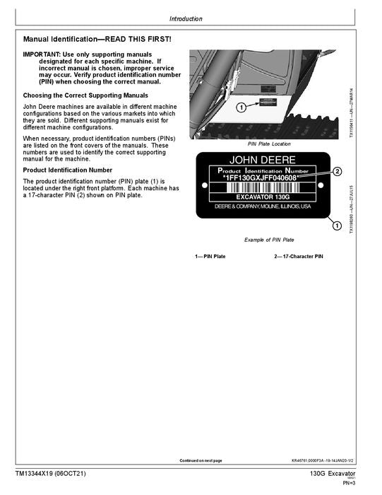 MANUEL D'ENTRETIEN ET DE TEST DE FONCTIONNEMENT DE L'EXCAVATRICE JOHN DEERE 130G 1FF130GX _F040608-