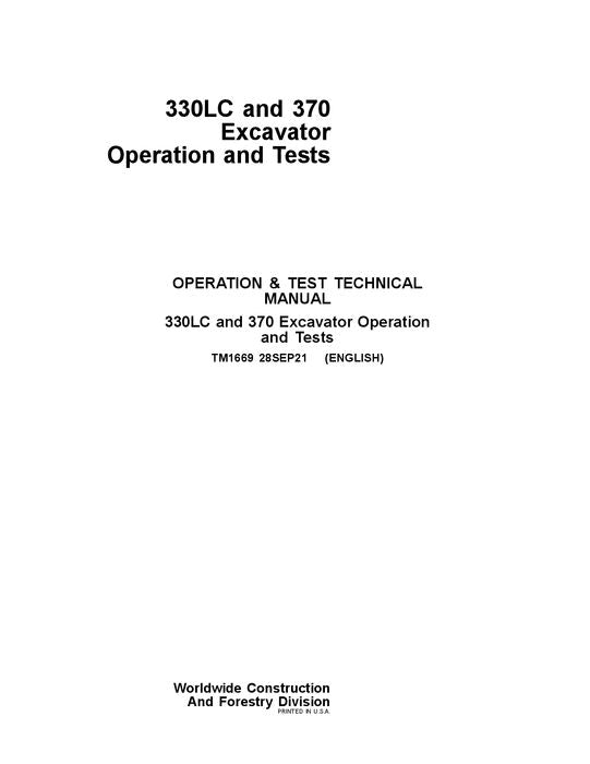 JOHN DEERE 330LC 370 EXCAVATOR OPERATION TEST SERVICE MANUAL