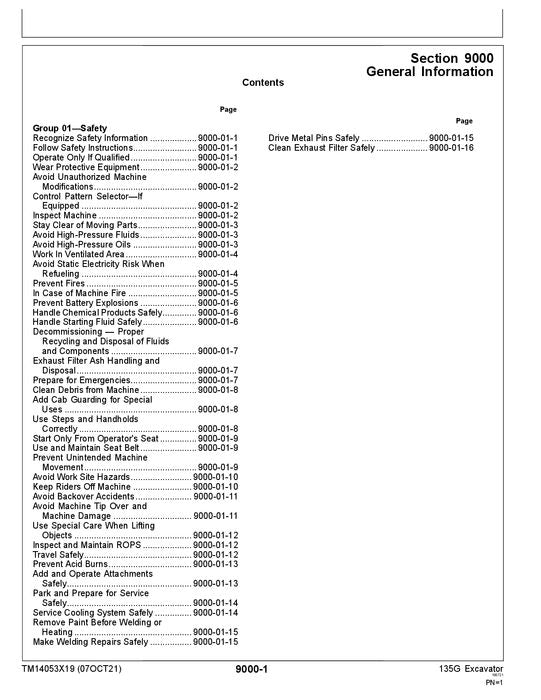 JOHN DEERE 135G EXCAVATOR OPERATION TEST SERVICE MANUAL 1FF135GX_F500001-