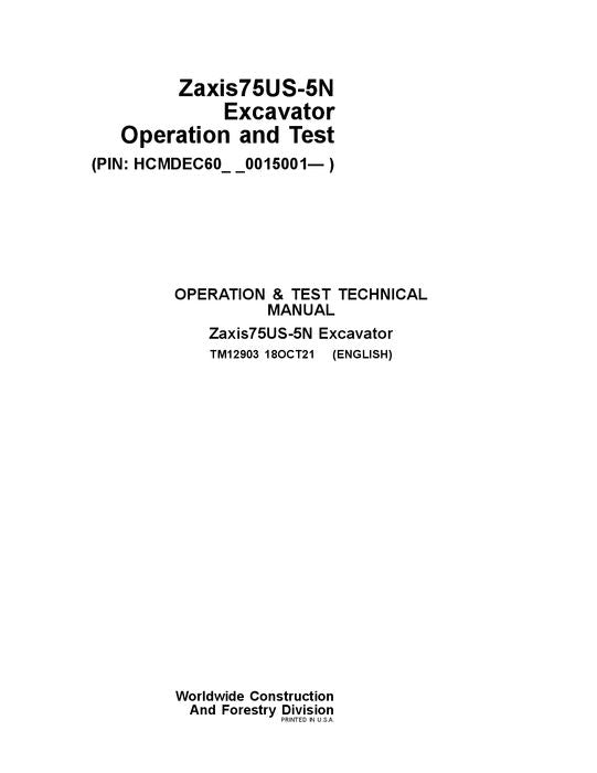 HITACHI ZAXIS75US-5N BAGGERBETRIEBSTEST SERVICEHANDBUCH