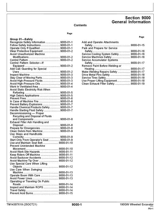 JOHN DEERE 190GW EXCAVATOR OPERATION TEST SERVICE MANUAL serial F052002-