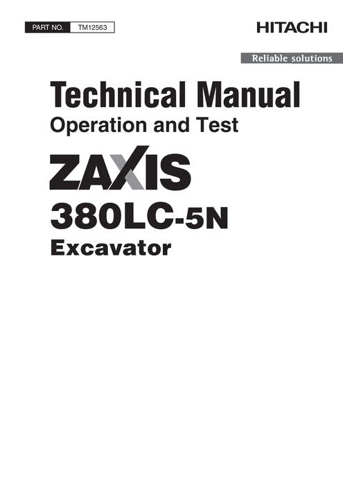 MANUEL D'ENTRETIEN ET DE TEST DE FONCTIONNEMENT DE L'EXCAVATRICE HITACHI ZAXIS380LC-5N