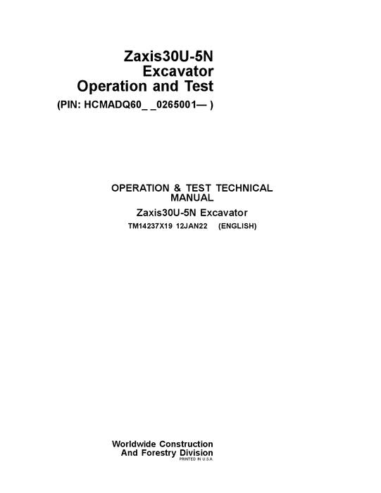 HITACHI ZAXIS30U-5N BAGGERBETRIEBSTEST SERVICEHANDBUCH