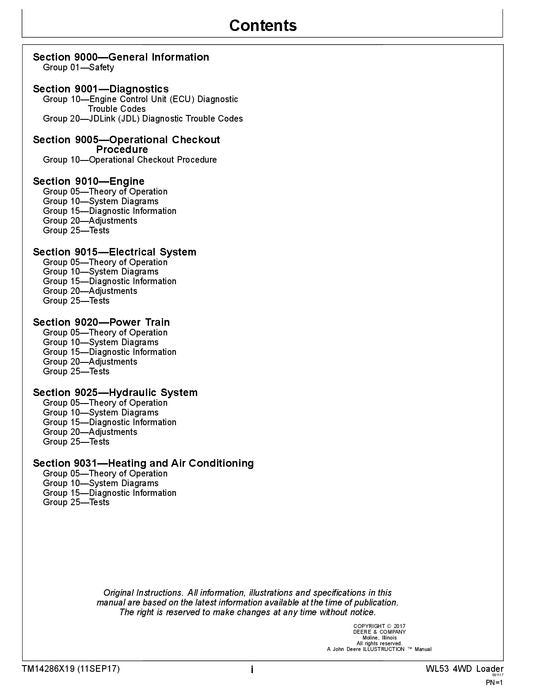 JOHN DEERE WL53 LOADER OPERATION TEST SERVICE MANUAL #1