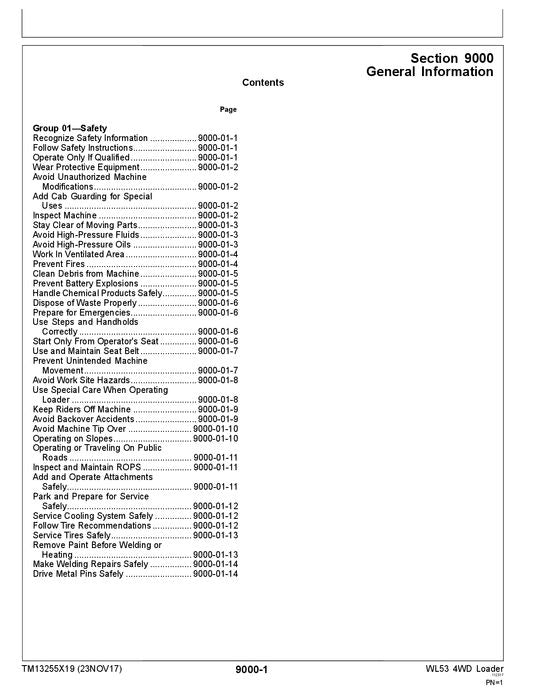 JOHN DEERE WL53 LOADER OPERATION TEST SERVICE MANUAL #2