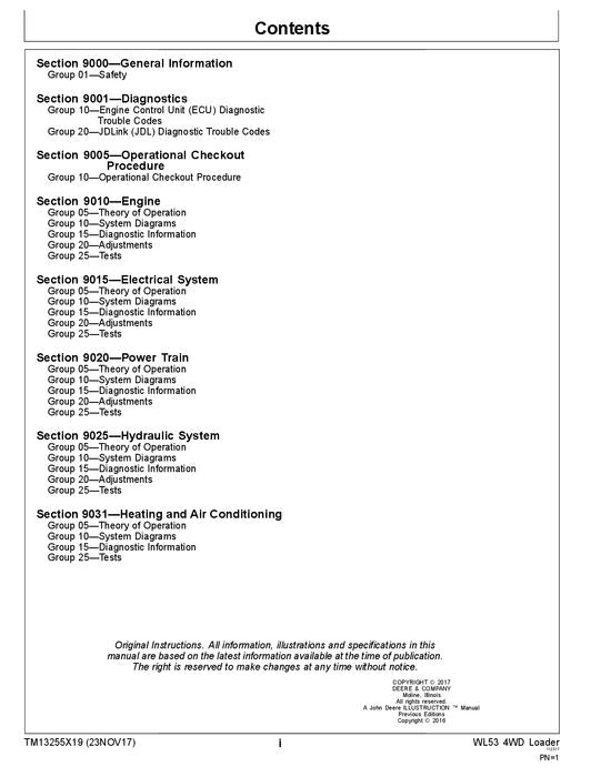 JOHN DEERE WL53 LOADER OPERATION TEST SERVICE MANUAL #2