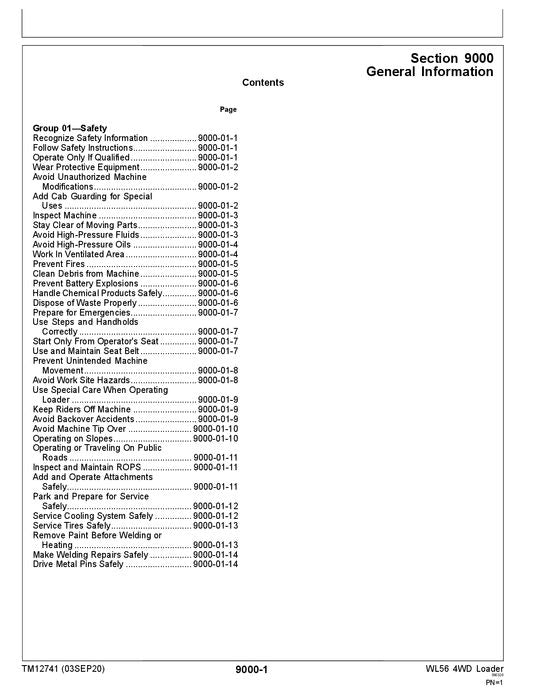 JOHN DEERE WL56 LOADER OPERATION TEST SERVICE MANUAL #1