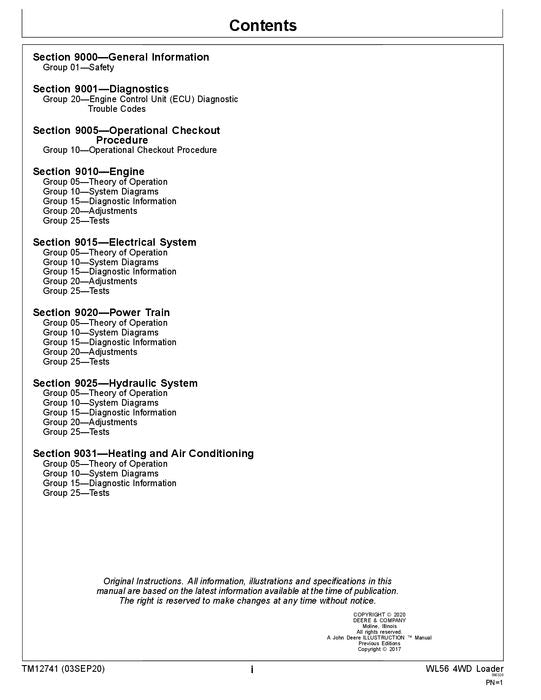 JOHN DEERE WL56 LOADER OPERATION TEST SERVICE MANUAL #1