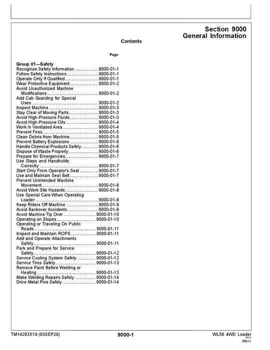 JOHN DEERE WL56 LOADER OPERATION TEST SERVICE MANUAL #2