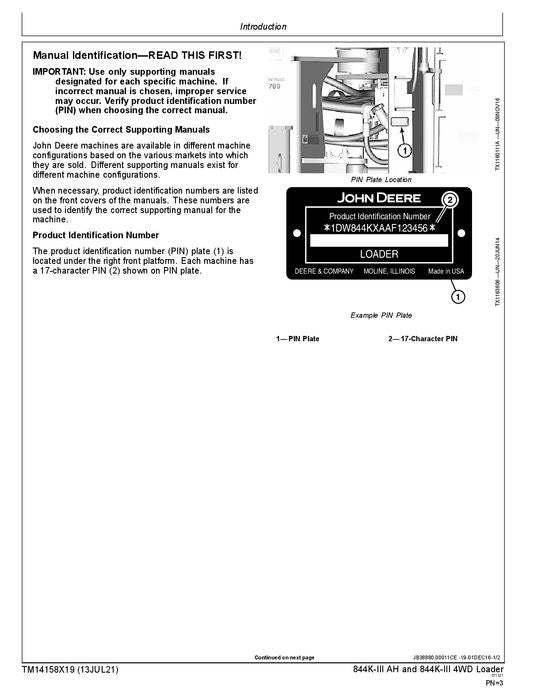 MANUEL D'ENTRETIEN ET DE TEST DE FONCTIONNEMENT DU CHARGEUR JOHN DEERE 844K SÉRIE III AH