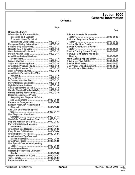 JOHN DEERE 524 P-TIER LOADER OPERATION TEST SERVICE MANUAL