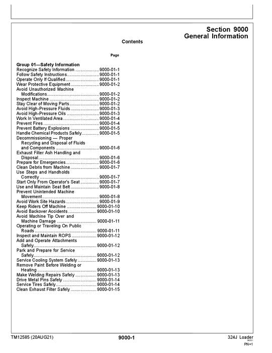 JOHN DEERE 324J LADERBETRIEBSTEST SERVICEHANDBUCH