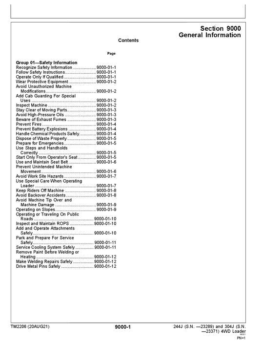 JOHN DEERE 244J 304J LADERBETRIEBSTEST SERVICEHANDBUCH