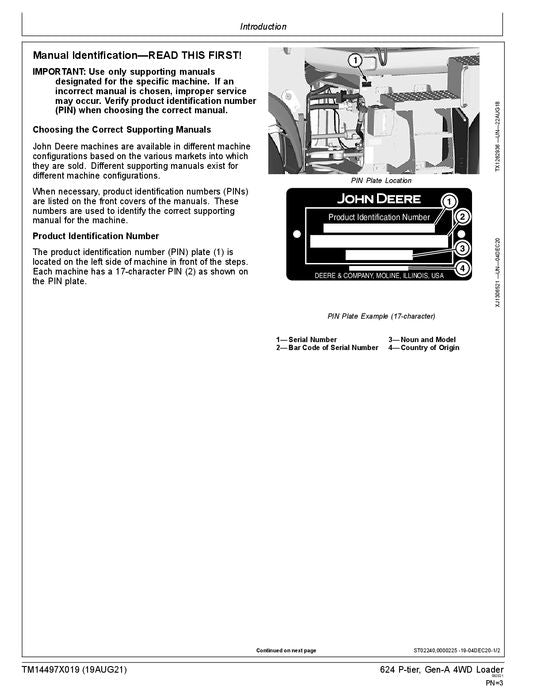 JOHN DEERE 624 P-TIER LOADER OPERATION TEST SERVICE MANUAL