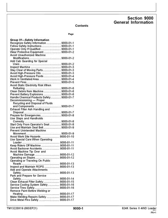 JOHN DEERE 824K SERIES II LOADER OPERATION TEST SERVICE MANUAL #1