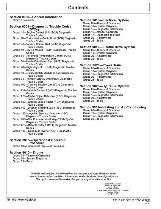 JOHN DEERE 644 X-TIER LOADER OPERATION TEST SERVICE MANUAL