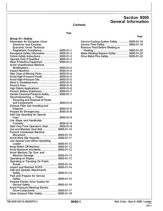 JOHN DEERE 644 X-TIER LOADER OPERATION TEST SERVICE MANUAL