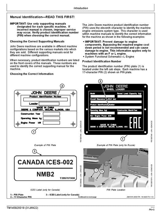 JOHN DEERE 644 G LOADER OPERATION TEST SERVICE MANUAL