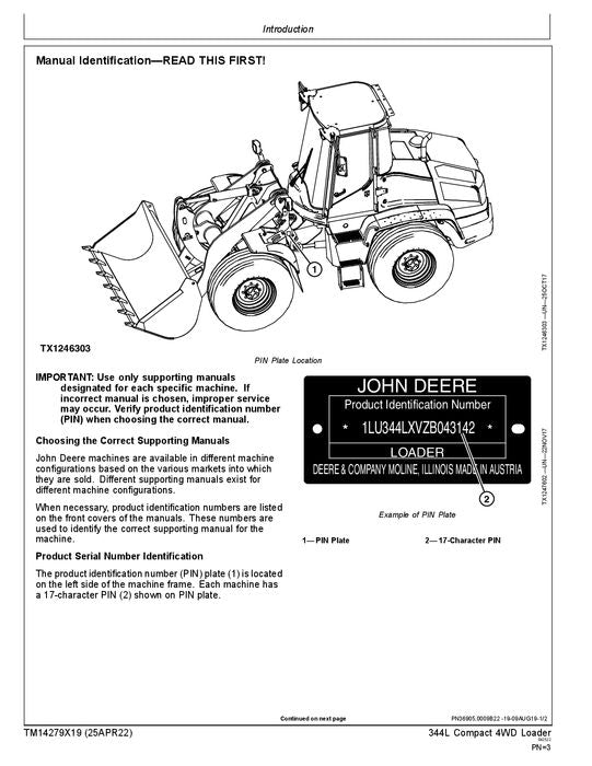 MANUEL D'ENTRETIEN ET DE TEST DE FONCTIONNEMENT DU CHARGEUR JOHN DEERE 344L